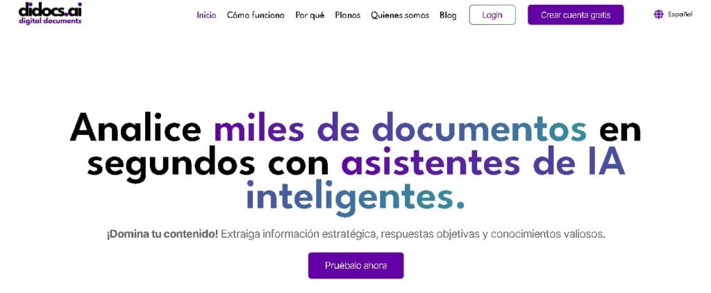 Didocs AI: Plataforma de gestión documental con inteligencia artificial para análisis y extracción de información eficiente.