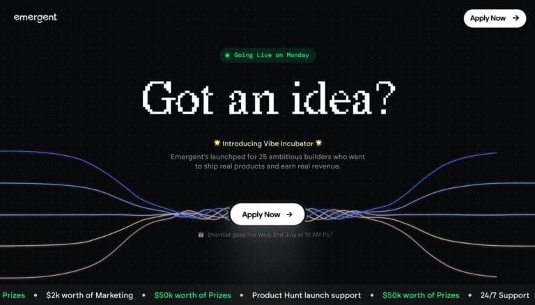 Emergent IA creando una aplicación web automáticamente desde texto escrito.