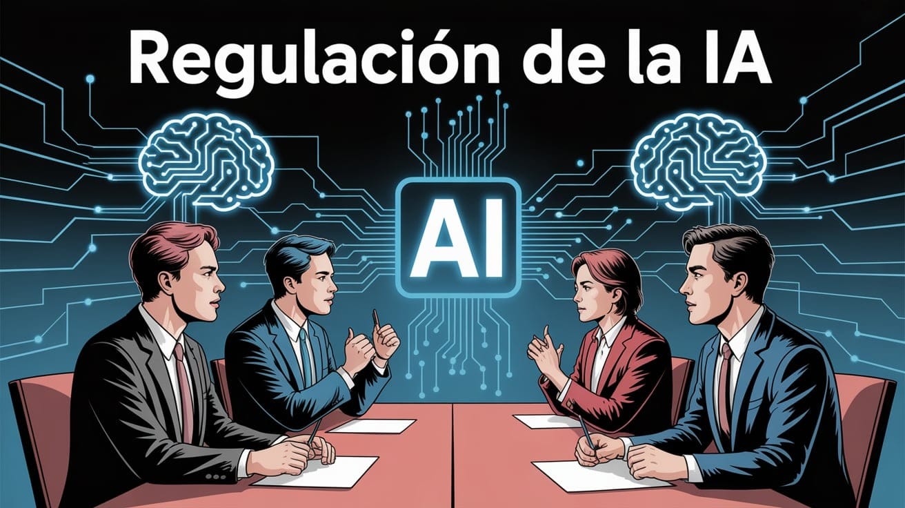 Debate político sobre la regulación de la inteligencia artificial, mostrando la división de opiniones dentro del Partido Republicano sobre innovación y protección.