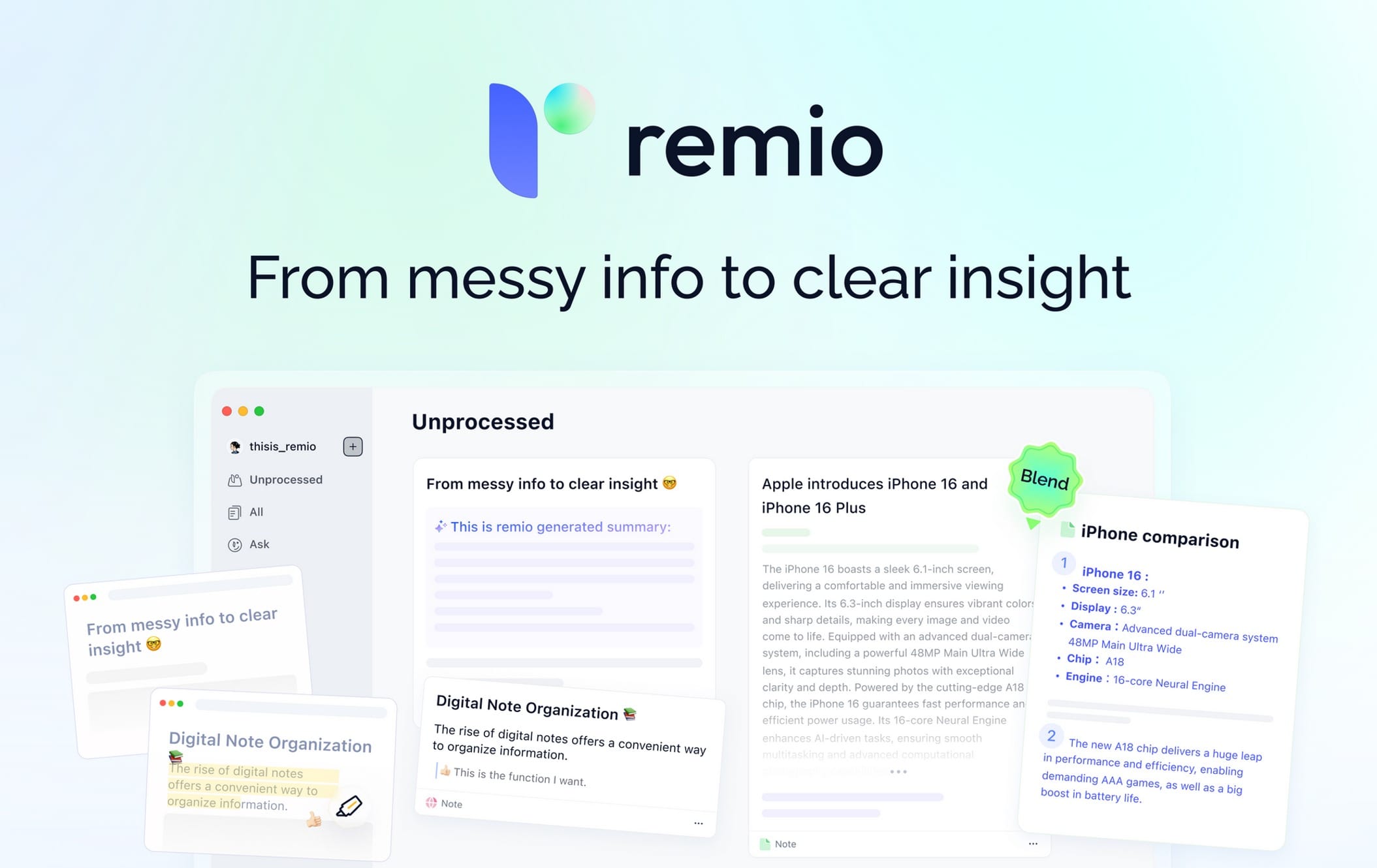 Remio AI: Herramienta de gestión del conocimiento con inteligencia artificial para mejorar la productividad y privacidad.