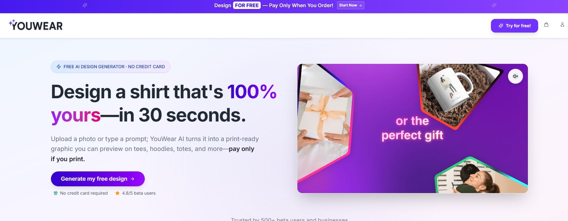 Diseña camisetas personalizadas fácilmente con YouWear.ai usando inteligencia artificial.