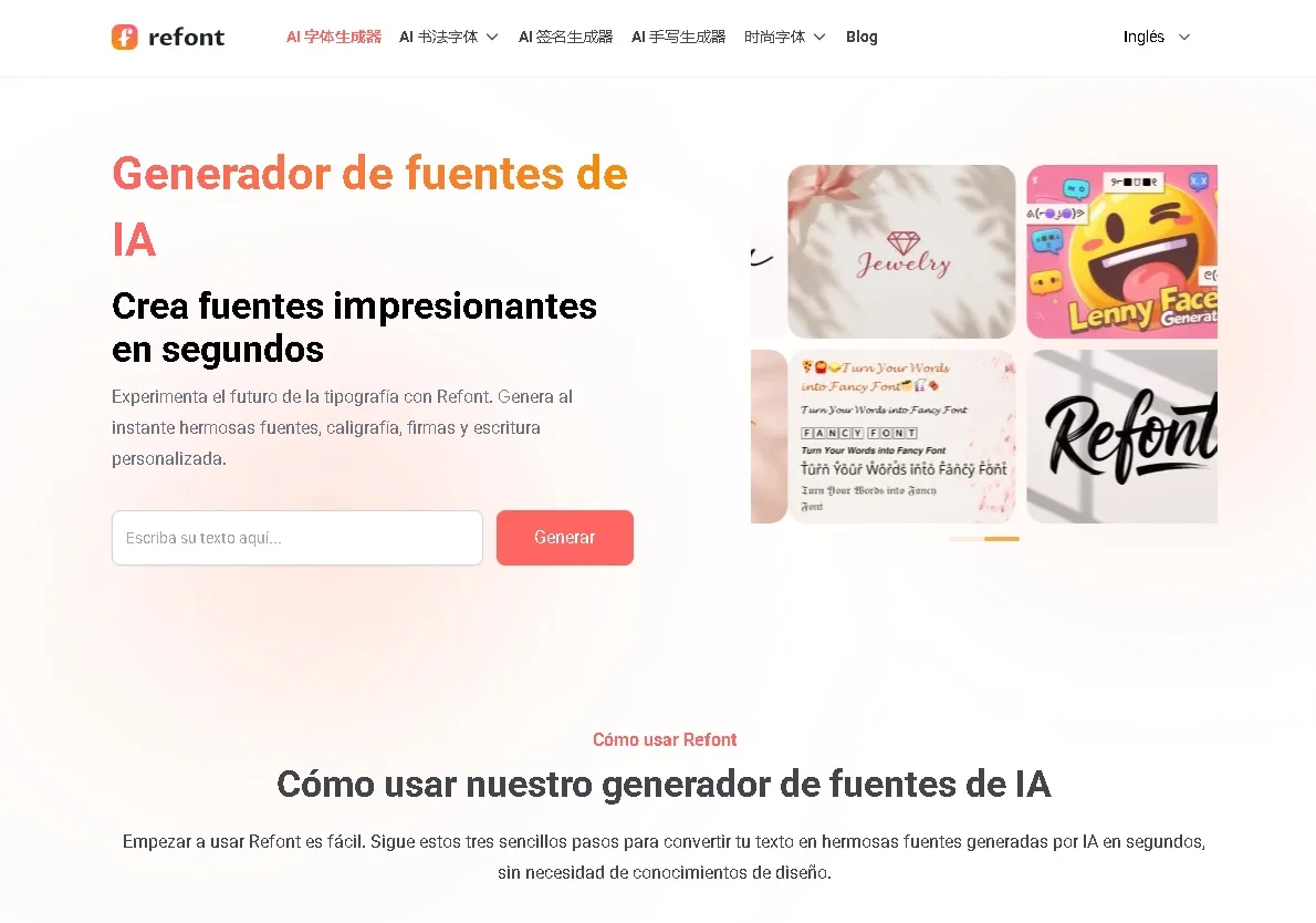 Refont AI generador de caligrafía y firmas digitales gratis con inteligencia artificial.