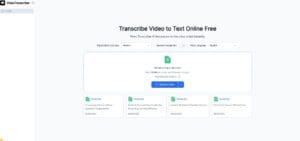 VideoTranscriber : herramienta en línea para transcribir automáticamente un video a texto, mostrando un proceso rápido y eficiente con inteligencia artificial.