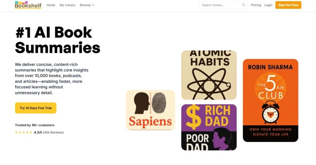 Bookshelf AI organizando y resumiendo libros con inteligencia artificial en un solo clic