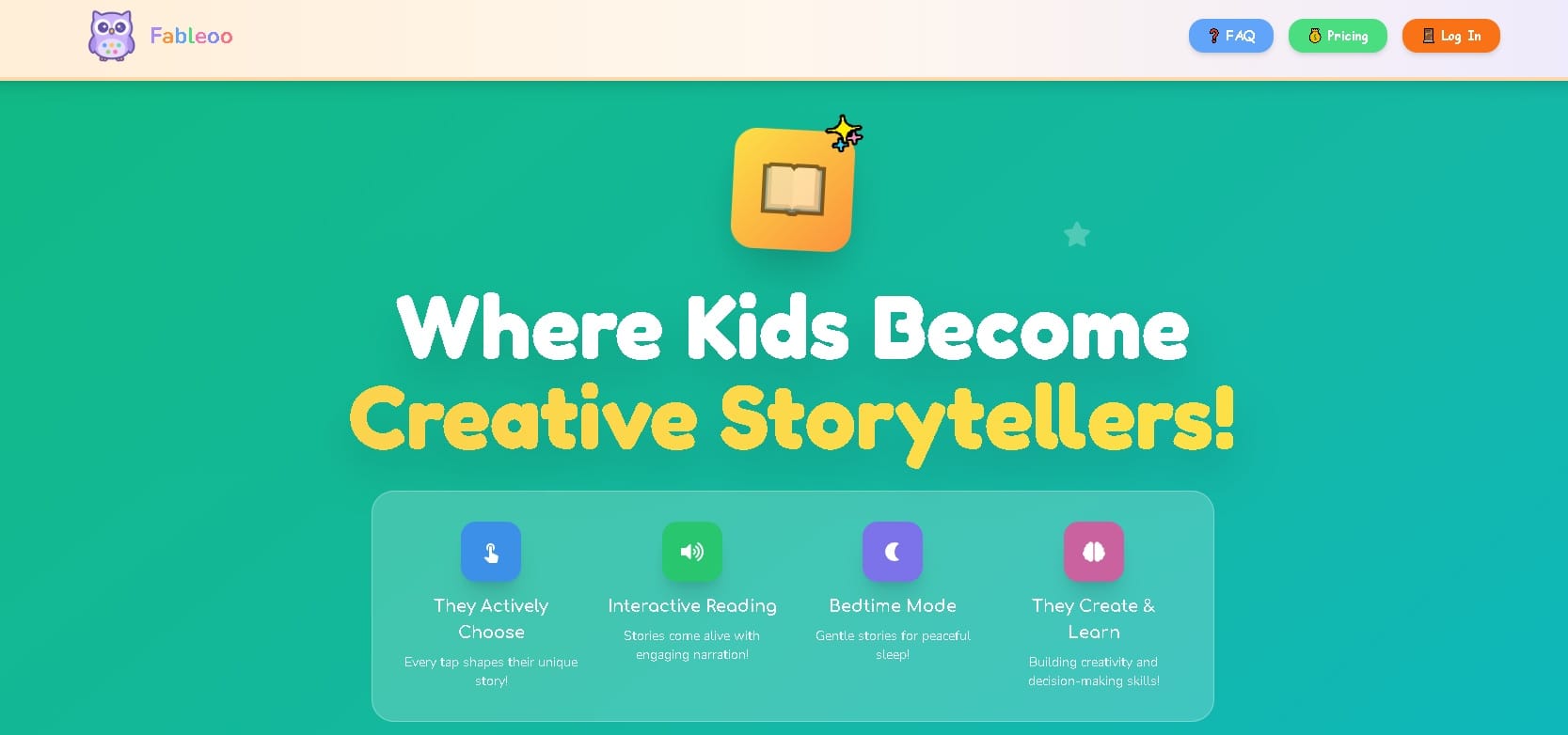 Niños creando cuentos mágicos con Fableoo: plataforma de historias interactivas con IA para fomentar la creatividad infantil