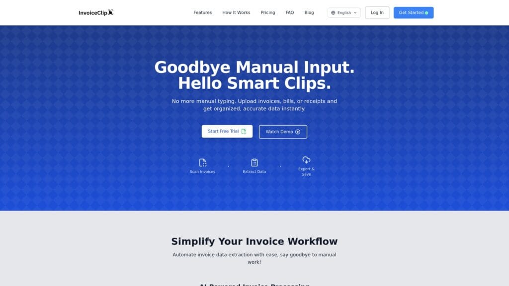InvoiceClip: Escanea y organiza facturas automáticamente con IA y OCR. Ideal para autónomos y pymes que buscan optimizar su contabilidad.