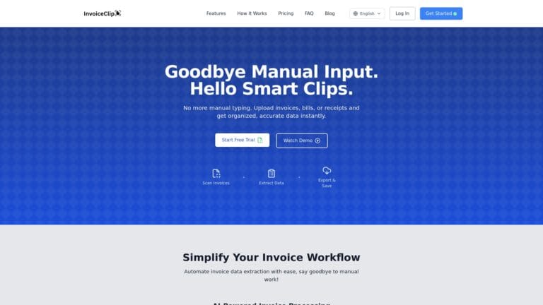 InvoiceClip: Escanea y organiza facturas automáticamente con IA y OCR. Ideal para autónomos y pymes que buscan optimizar su contabilidad.