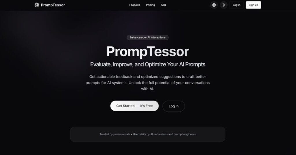 Promptessor: Herramienta de IA para analizar, optimizar y generar prompts perfectos para ChatGPT, MidJourney y otros modelos en segundos