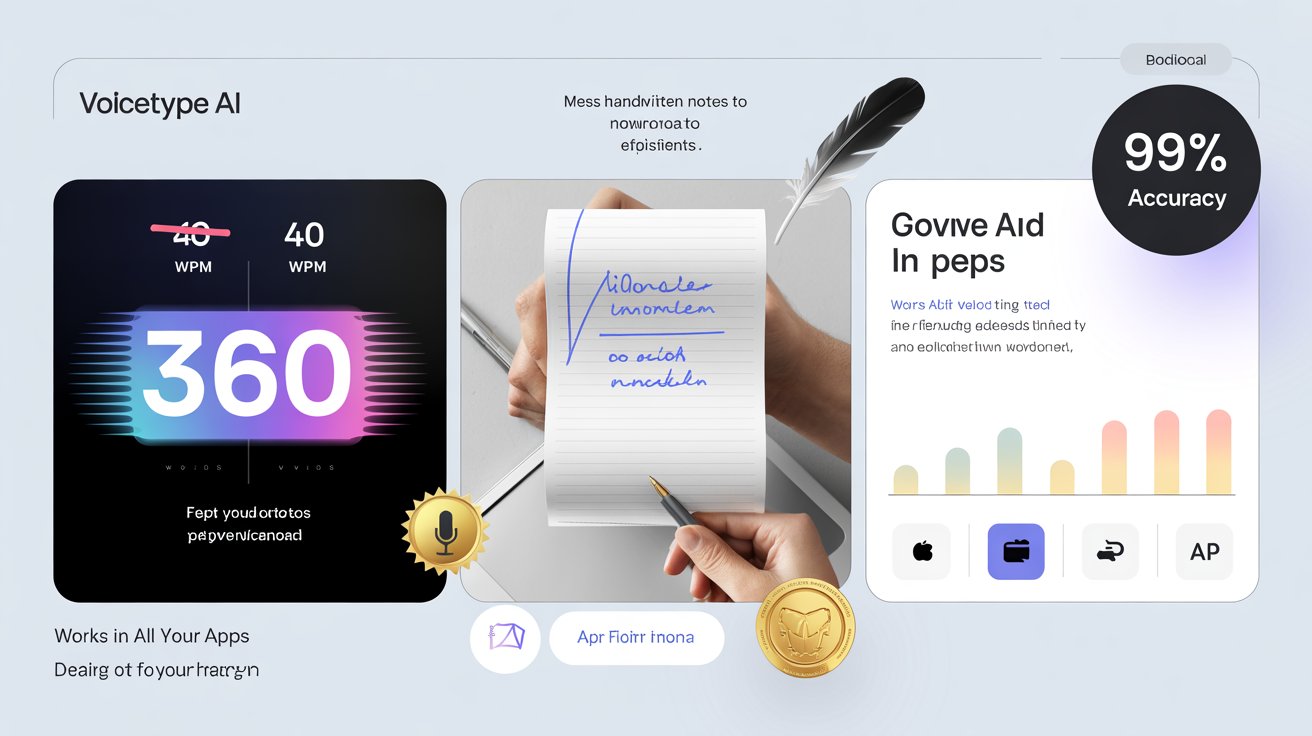 iceType transformando un dictado oral desorganizado en un email profesional estructurado, con comparación de velocidad (40 WPM vs 360 WPM)