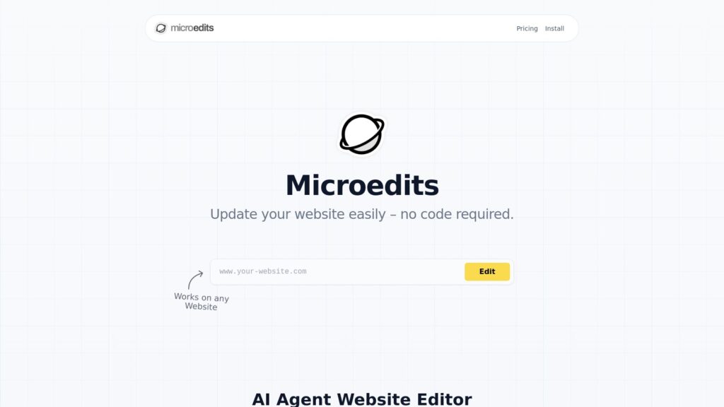 Microedits: Editor web con IA para modificar sitios sin código en WordPress, Shopify, Wix y más.