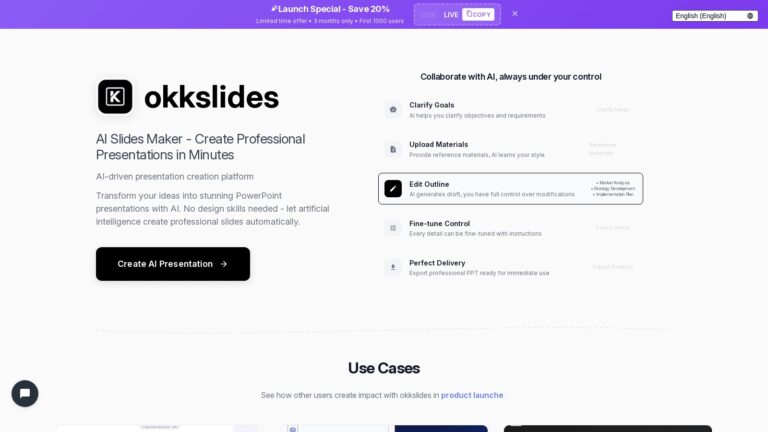 OKKSlides: Plataforma de inteligencia artificial para crear presentaciones profesionales en PowerPoint automáticamente