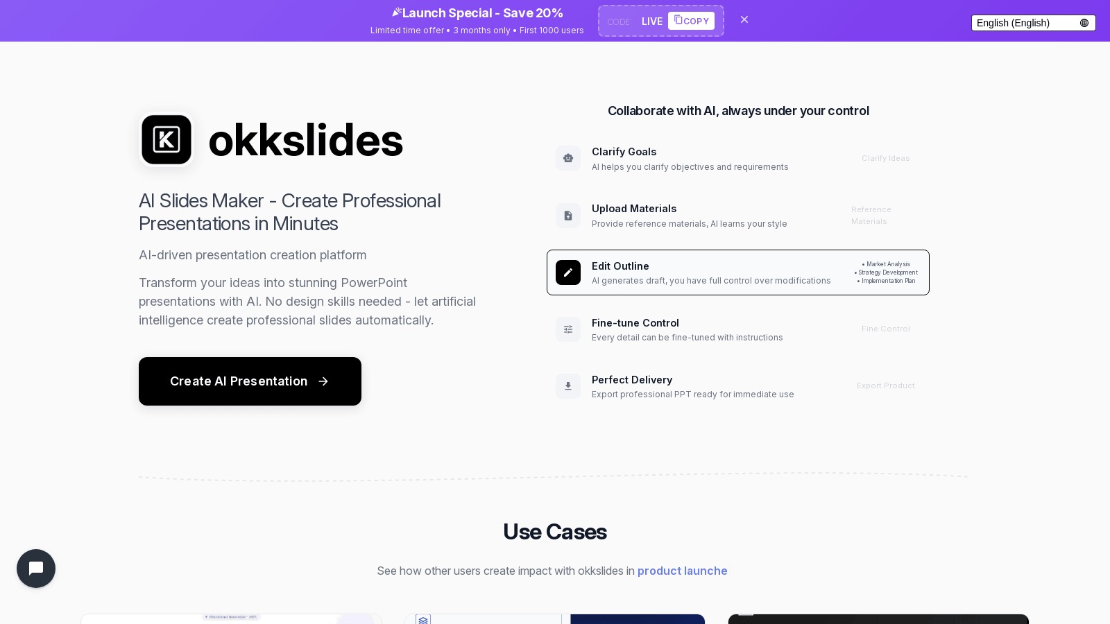 OKKSlides: Plataforma de inteligencia artificial para crear presentaciones profesionales en PowerPoint automáticamente