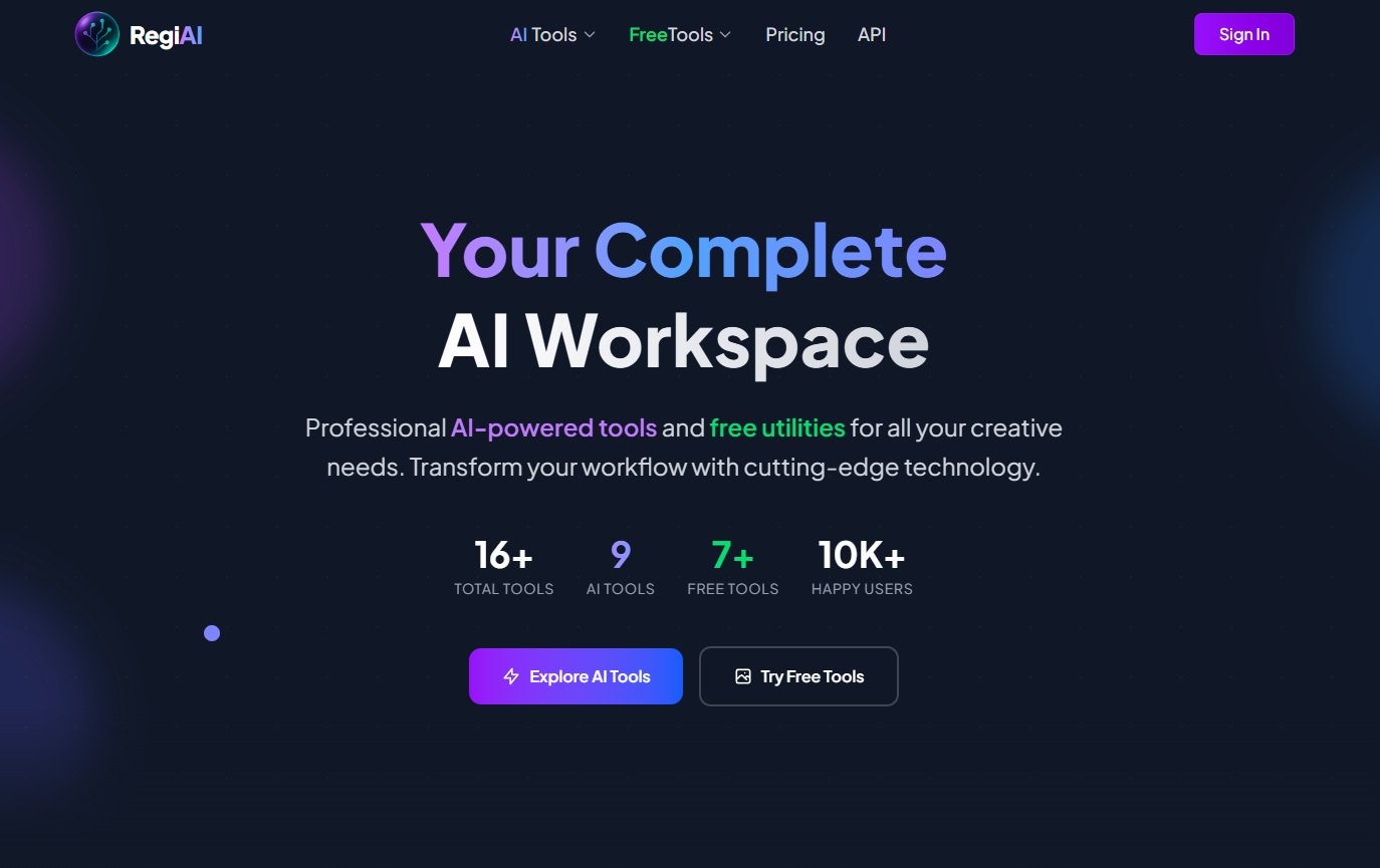 RegiAI: Plataforma de IA para editar, restaurar y transformar imágenes con herramientas profesionales y gratuitas
