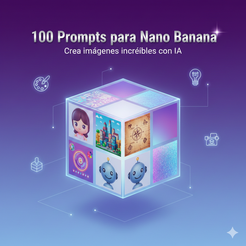 100 prompts para Nano Banana: Ejemplos creativos para generar imágenes con IA de Google.