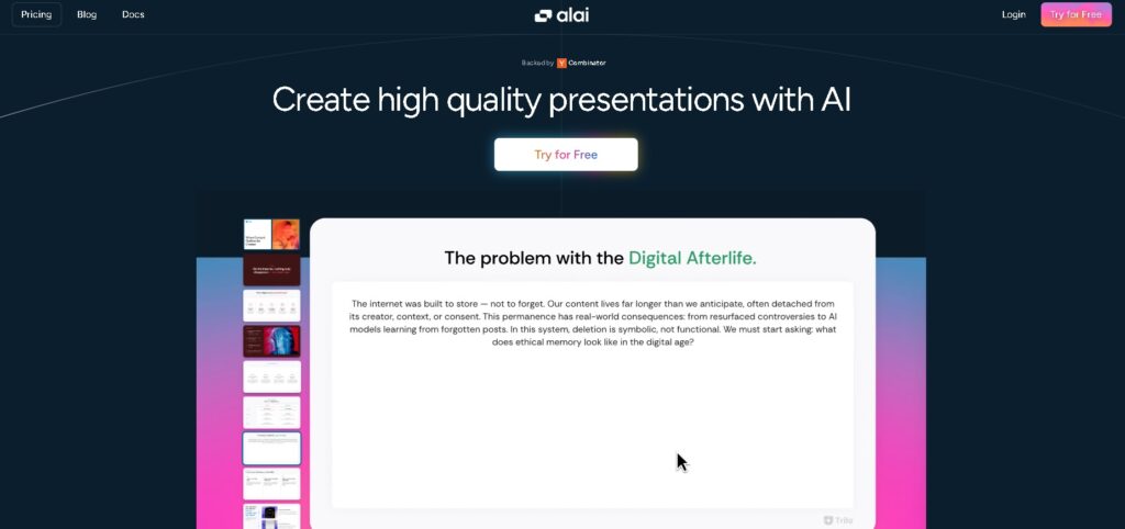 Alai: Herramienta de IA para crear presentaciones profesionales en segundos, con diseños modernos y exportación a PowerPoint