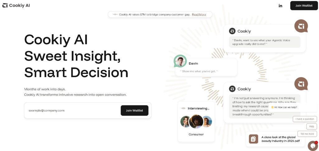 Cookiy AI - Plataforma de investigación cualitativa con IA para empresas, entrevistas automáticas y análisis de datos en tiempo real