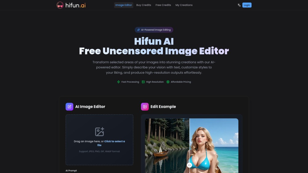 Hifun AI: Editor de imágenes con inteligencia artificial para transformar fotos sin censura y en alta resolución