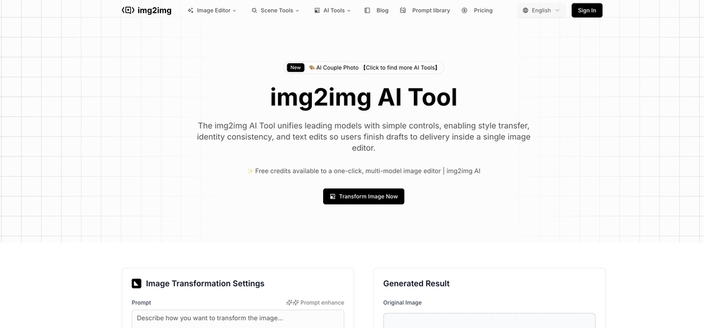 img2img AI: editor de imágenes con inteligencia artificial para transformar fotos, estilos y diseños en segundos.