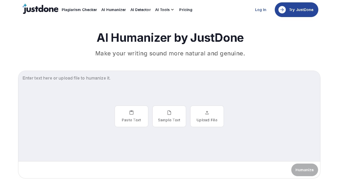 JustDone AI Humanizer: Herramienta para convertir texto generado por IA en escritura humana y auténtica