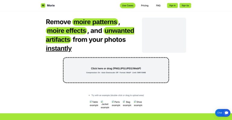 Herramienta Morie eliminando patrones moiré de una foto con inteligencia artificial