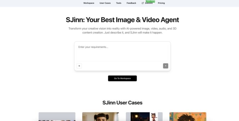 SJinn AI generador de imágenes, videos y contenido 3D con inteligencia artificial.