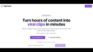ClipFinder herramienta de IA para crear clips virales desde vídeos largos de YouTube.