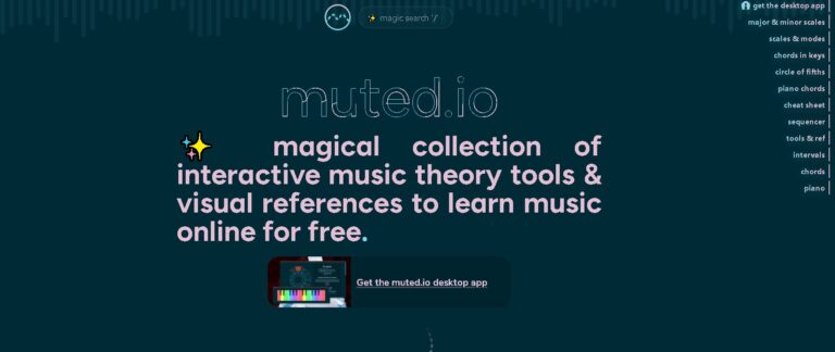Muted.io - Plataforma de herramientas interactivas para aprender teoría musical de forma gratuita, con piano virtual, círculo de quintas y afinadores.
