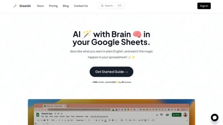 SheetAI: Complemento de IA para Google Sheets que automatiza fórmulas, genera contenido y analiza datos con inteligencia artificial.