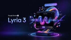 Google Gemini con Lyria 3 generando música con letra e instrumentales desde prompt – herramienta IA gratuita para crear pistas en segundos.