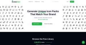 IconsMint IA generando pack completo de iconos coherentes desde descripción – herramienta para crear iconos consistentes en estilo y grosor.