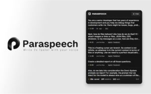 ParaSpeech – transcripción de voz offline ultrarrápida para macOS que funciona en cualquier aplicación con IA de reescritura automática.