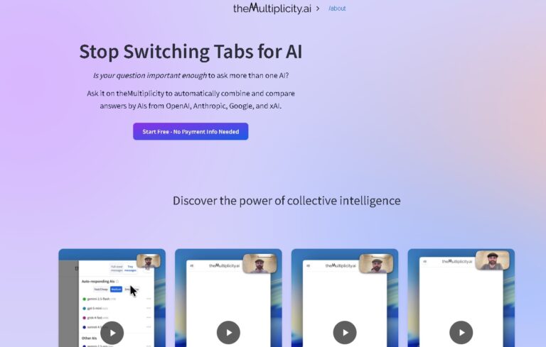 TheMultiplicity.ai generando múltiples formatos de contenido (texto, imagen, vídeo) desde un solo chat – plataforma IA para multiplicar productividad.