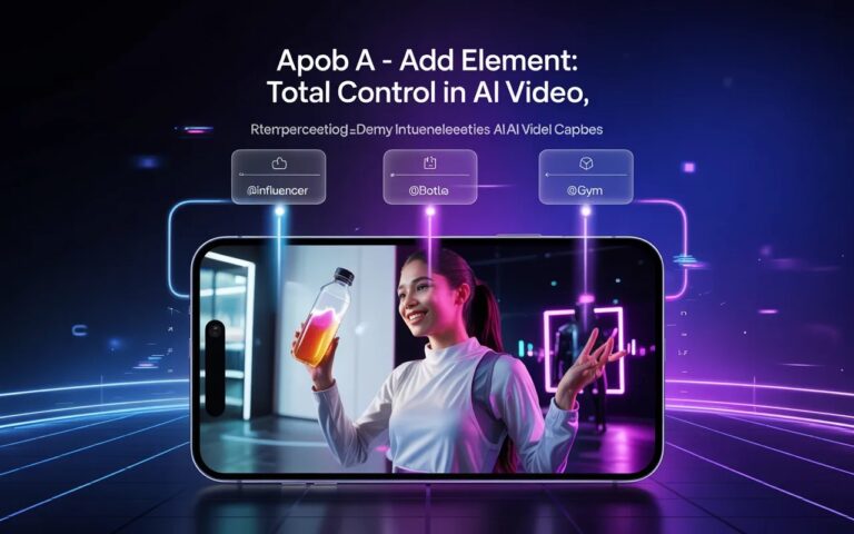 Apob AI – función “Añadir Elemento” permite controlar hasta 3 objetos/personajes en vídeos IA con referencias @ – herramienta para anuncios y Reels virales