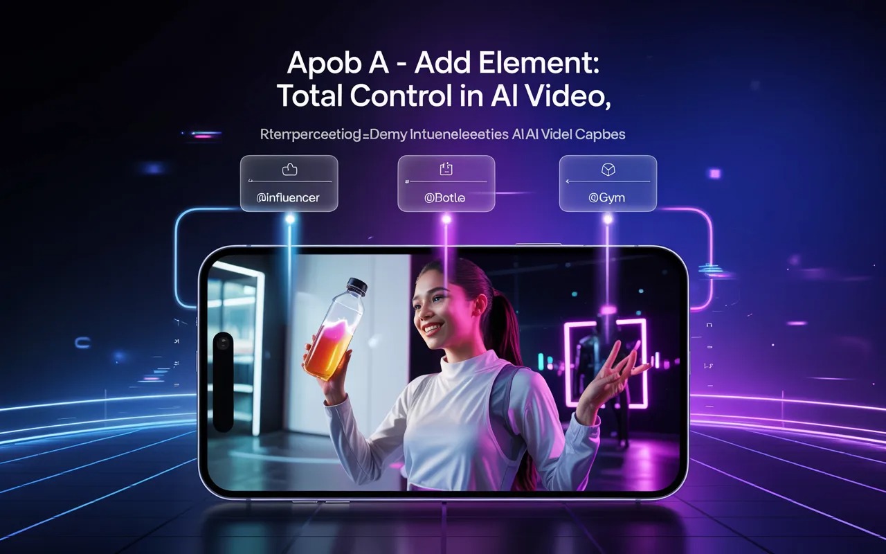 Apob AI – función “Añadir Elemento” permite controlar hasta 3 objetos/personajes en vídeos IA con referencias @ – herramienta para anuncios y Reels virales