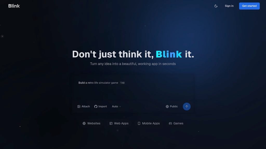 Blink.new – constructor de apps con IA que crea aplicaciones web, SaaS y móviles completas en minutos sin código – plataforma no-code rápida