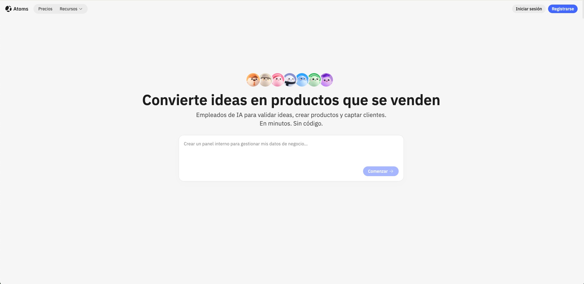 Atoms.dev – plataforma IA que crea aplicaciones web, SaaS y herramientas completas en minutos sin código – equipo de agentes para lanzar productos rápido.