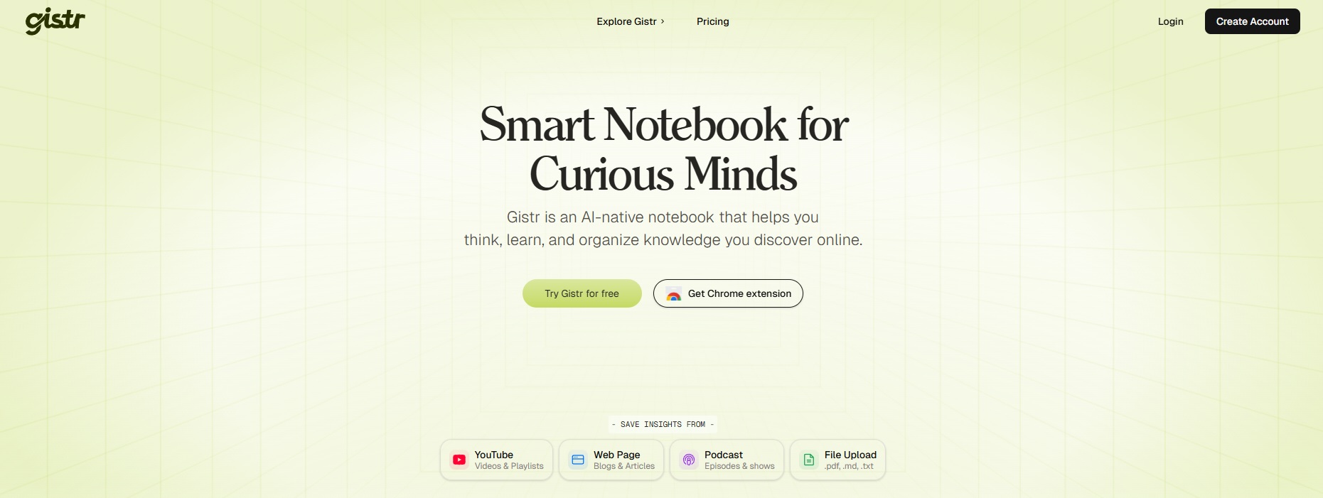 Gistr.so – cuaderno inteligente con IA para guardar y organizar vídeos de YouTube, PDFs y artículos – herramienta de productividad para aprender mejor