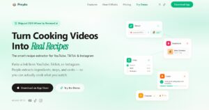 Preplo.app – convierte vídeos de cocina en recetas reales con IA – extrae ingredientes, pasos y adapta a dietas especiales.