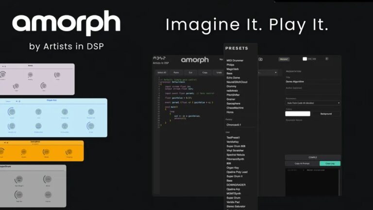 Amorph AI - Plataforma de inteligencia artificial que crea plugins de audio personalizados desde descripciones en texto, compatible con VST3 y AU para DAWs