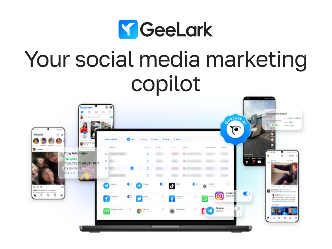 GeeLark AI – generador de vídeos con inteligencia artificial para crear contenido rápido en redes sociales.