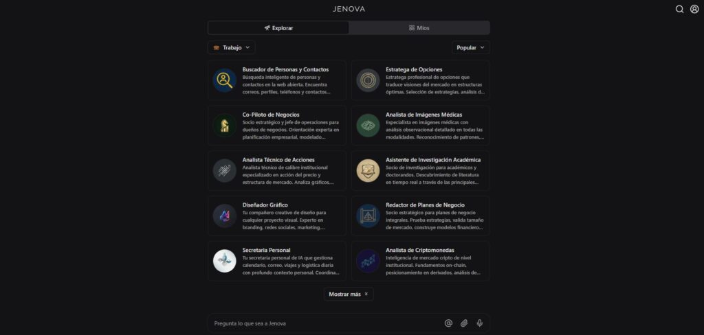 Jenova AI - Plataforma de agentes inteligentes que conecta múltiples modelos de IA (GPT-4, Claude, Llama) para automatizar flujos de trabajo complejos