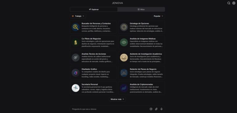 Jenova AI - Plataforma de agentes inteligentes que conecta múltiples modelos de IA (GPT-4, Claude, Llama) para automatizar flujos de trabajo complejos