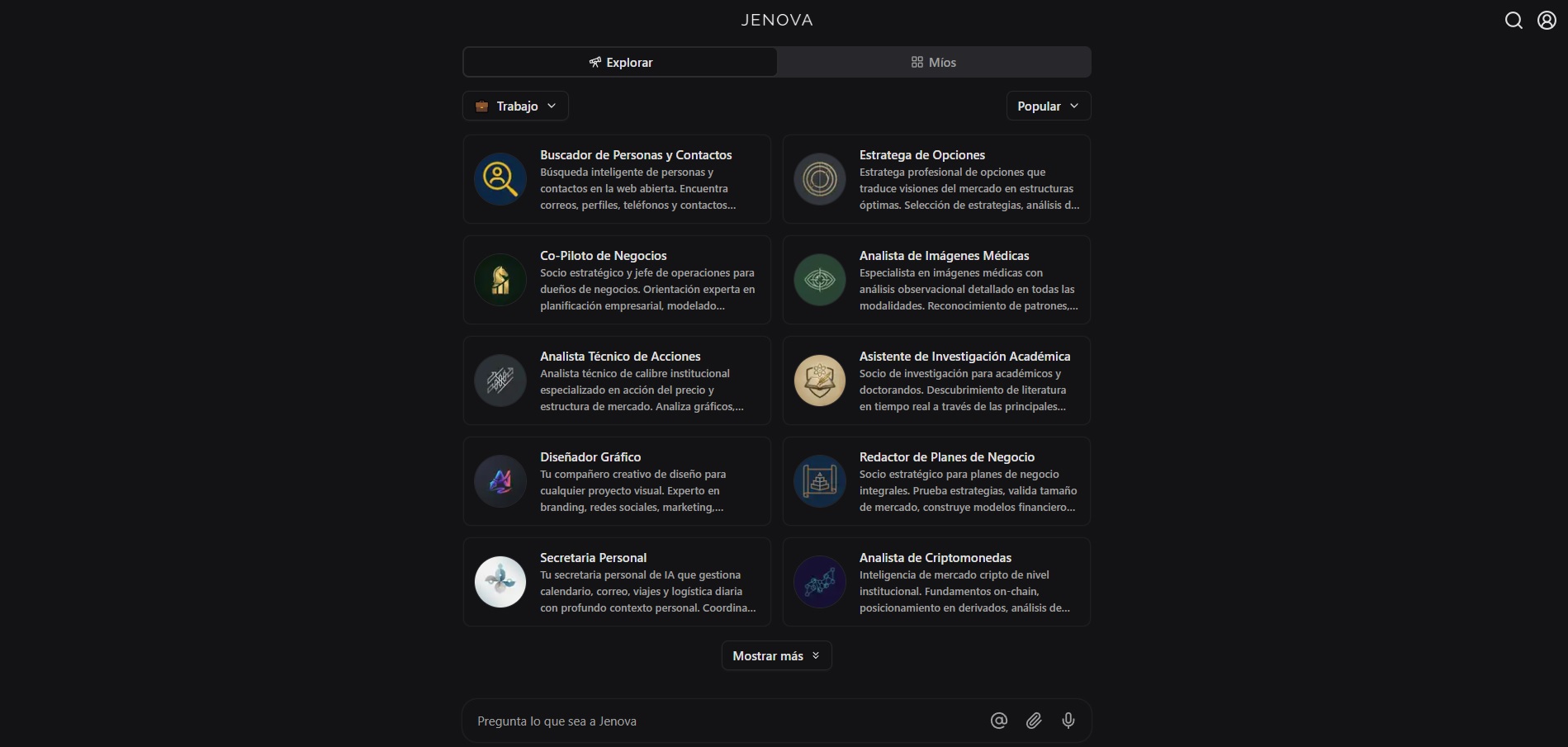 Jenova AI - Plataforma de agentes inteligentes que conecta múltiples modelos de IA (GPT-4, Claude, Llama) para automatizar flujos de trabajo complejos