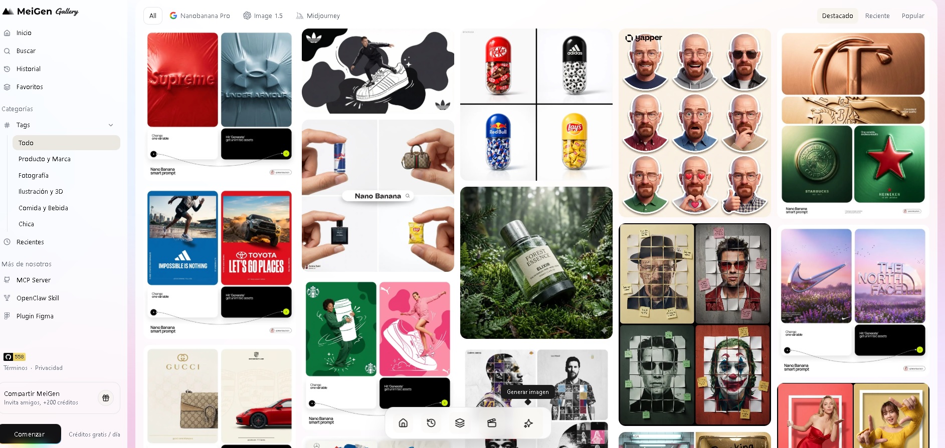 MeiGen.ai – galería de prompts trending para generar imágenes con IA usando Nanobanana, Seedream y otros modelos – herramienta gratuita para creadores.