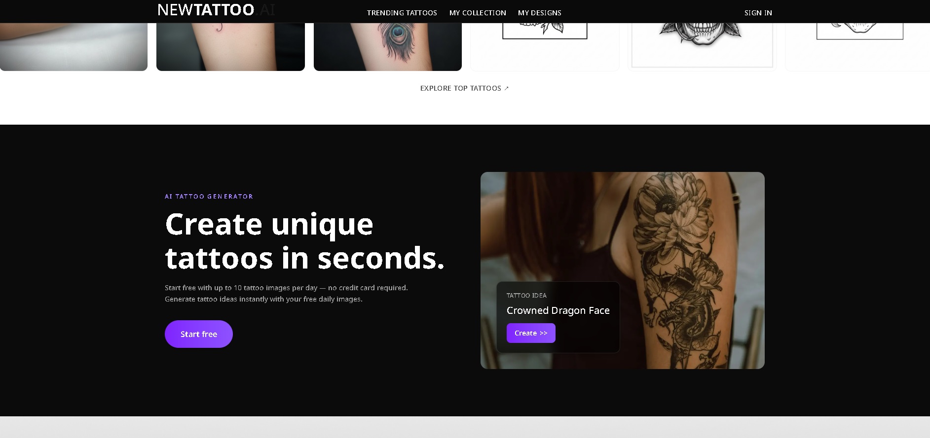 NewTattoo.ai – generador de tatuajes con IA que crea diseños personalizados en segundos – herramienta gratuita para explorar ideas de tatuajes