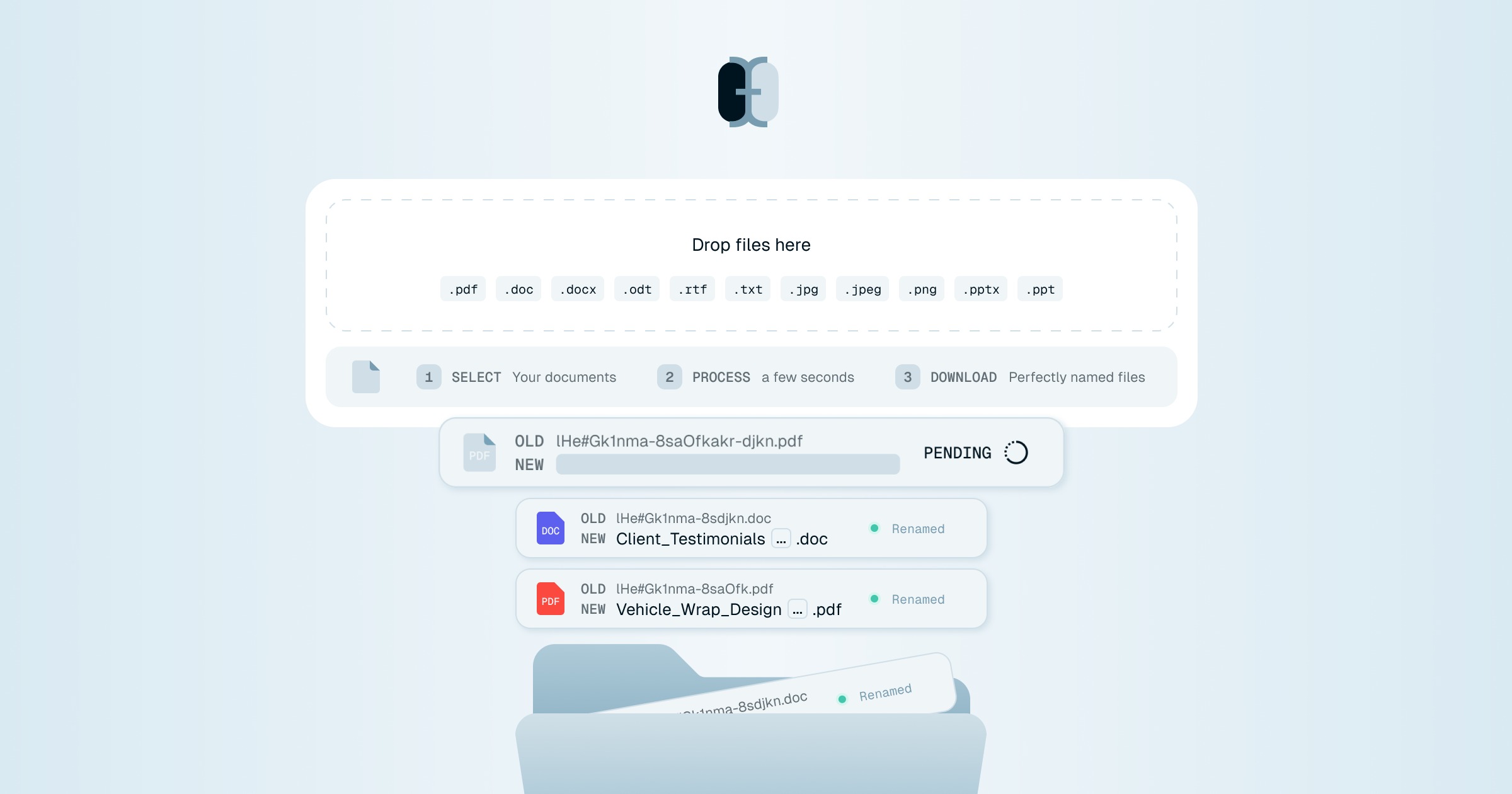 Renamer.ai – herramienta IA para renombrar automáticamente PDFs, fotos y documentos – organiza tus archivos de forma inteligente.