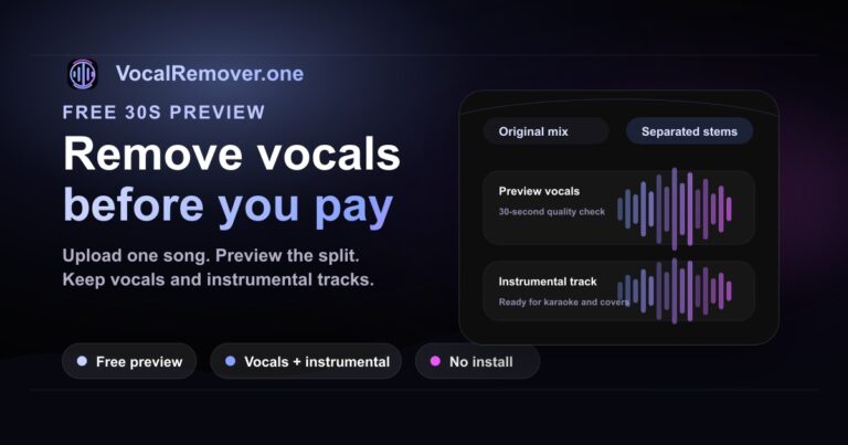 VocalRemover.one - Herramienta IA para eliminar voces de canciones y crear karaoke o acapellas