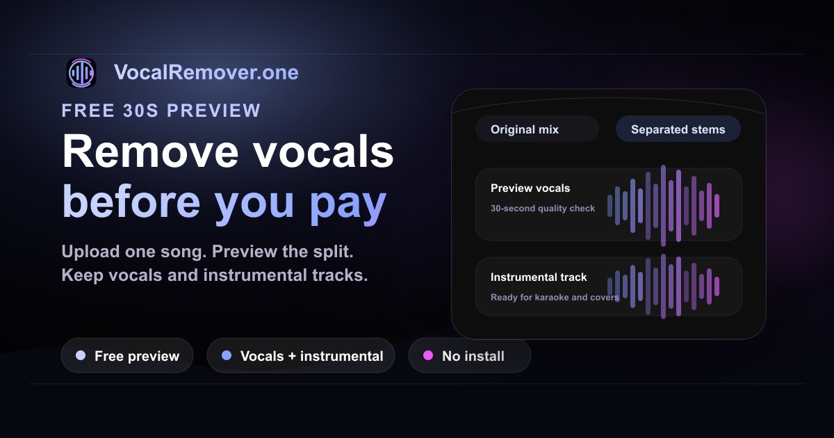 VocalRemover.one - Herramienta IA para eliminar voces de canciones y crear karaoke o acapellas