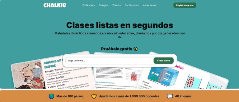 Chalkie.ai – Plataforma de IA que genera clases, presentaciones y fichas de trabajo para docentes.