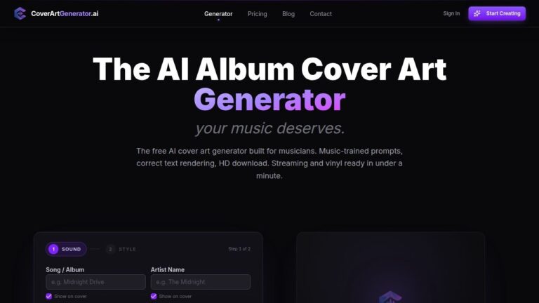 CoverArtGenerator.ai - Generador de portadas de álbum con inteligencia artificial para músicos